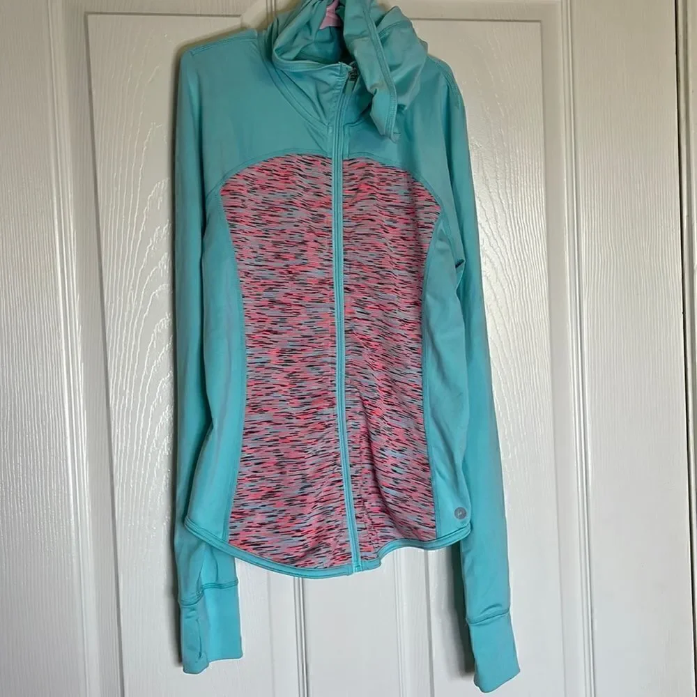 90 degree zip up hooded light weight sweatshirt size large